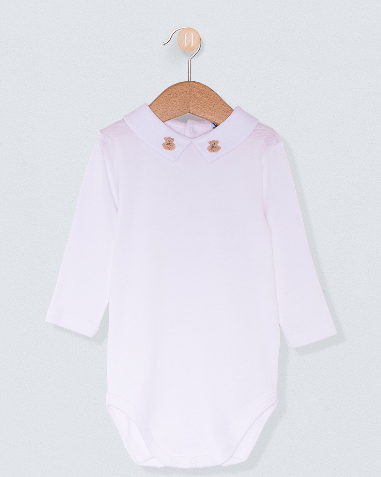 Italian Embroidered Beige Bear Onesie